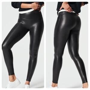 Spanx Leggings SPANXshape Faux Leather Leggings Black Size‎ XL Style No. 2437